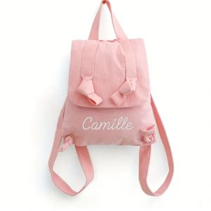 Sac à dos brodé Muslin rose
