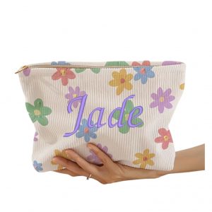 Trousse brodée Rainbow Bloom