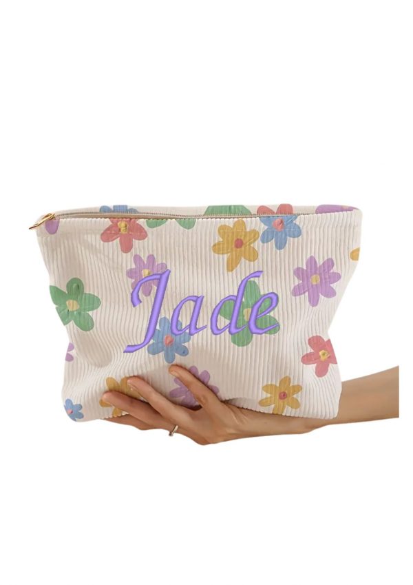 Trousse brodée Rainbow Bloom