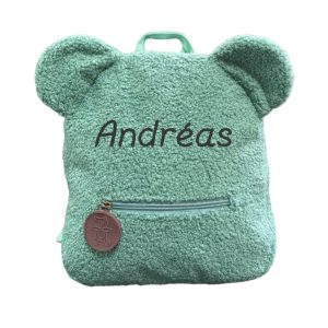 Sac à dos nounours vert brodé